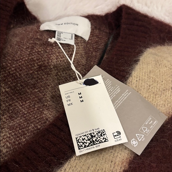 H&M Edition Burgundy, light beige/zebra print Mohair Blend Cardigan. NWT S & M - Picture 9 of 9